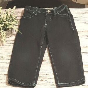 3/$25 Lulu Luv kids children Stretchy dark blue jeans shorts size 6x